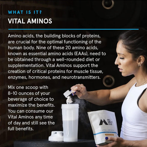 Momentous Vital Aminos Powder Supplement - BCAA & EAA, Tropical Punch, NSF Certified, 30 Servings
