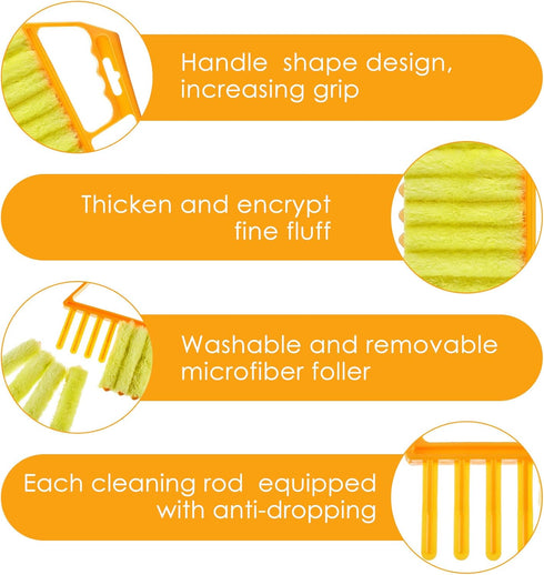 1 Piece Yellow Hand Held Cleaner Tool for Window Venetian, Washable Mini Cleaner Brush, 7 Finger Dusting Tool for Air