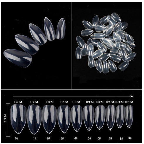 Yimart 500pcs/pack Stiletto False Nails - Clear Oval Sharp Full Nail Tips for Nail Art Decoration