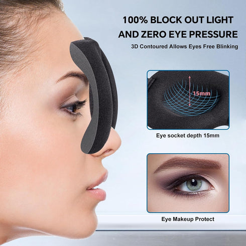 YIVIEW Sleep Mask Pack of 3, 100% Light Blocking 3D Eye Masks for Back and Side Sleepers, Lightweight & Breathable