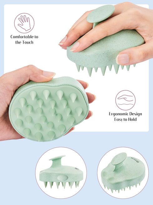 HEETA Scalp Massager 2 Pack Pink & Green Soft Silicone Bristles for Hair Growth and Dandruff Relief
