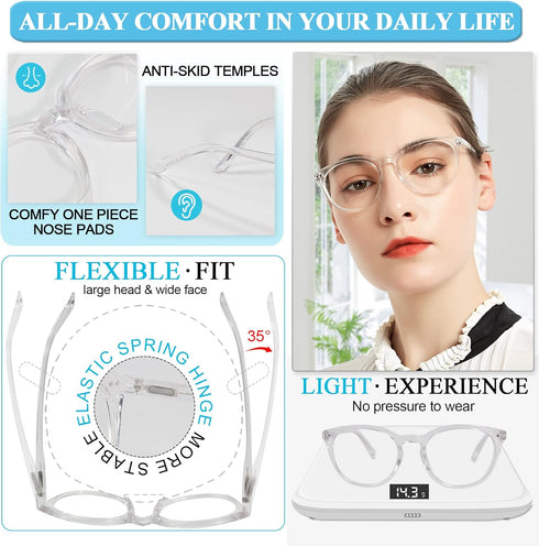 MARE AZZURO Reading Glasses 3.50 - Trendy Durable Readers for Large Women
