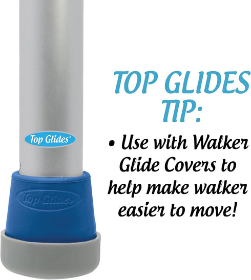 Commode, 1 1/8" (Pack 4) Top Glides Steel-Reinforced Walker, and Bath Bench Replacement Rubber Tips, Blue
