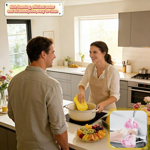 SAYUANVA Dual-Sided Kitchen Scrubbing Sponges, Heavy Duty Non-Scratch Cleaning Sponges, Extra Thick Dual-Sided Sponge