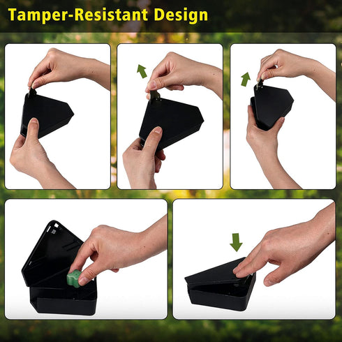 Mouse Station with Keys, Black 6 Pack, Key Required Mouse Stations for Indoor & Outdoor Safety