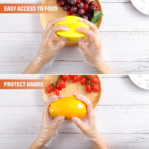 Food Prep Transparent PE Plastic Cooking Eating Safe Handling (100pcs)