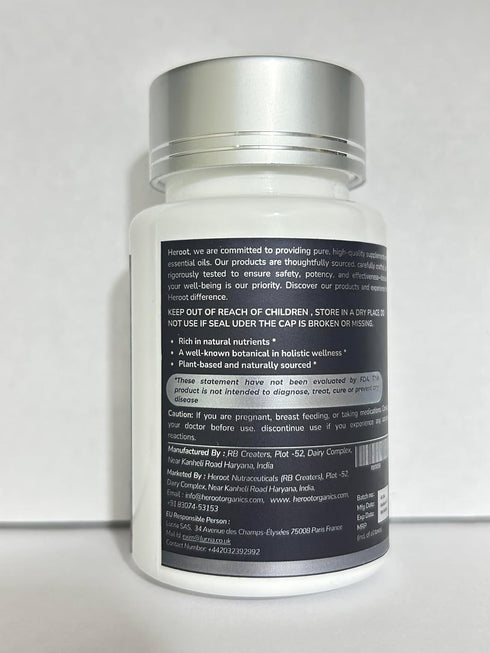Heroot 500mg 120 Organic Shatavari Root (Asparagus racemosus) Menstrual Cramp Relief, Menopause Support, and Women's