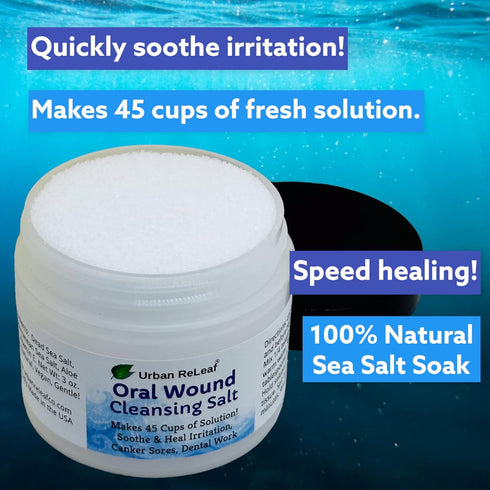 Urban ReLeaf Oral Wound Cleansing Salt ! Makes 45 Cups of Healing Solution. Soothe, Heal Irritation, Dental Work. 100% Natural, Braces, Mouth, Gum, Canker Sores, Dentures. Made in USA Fresh!