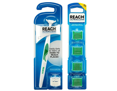 REACH Ultraclean Access Snap-On Flosser & Flosser Refill Head, Mint Flavor, 28 ea