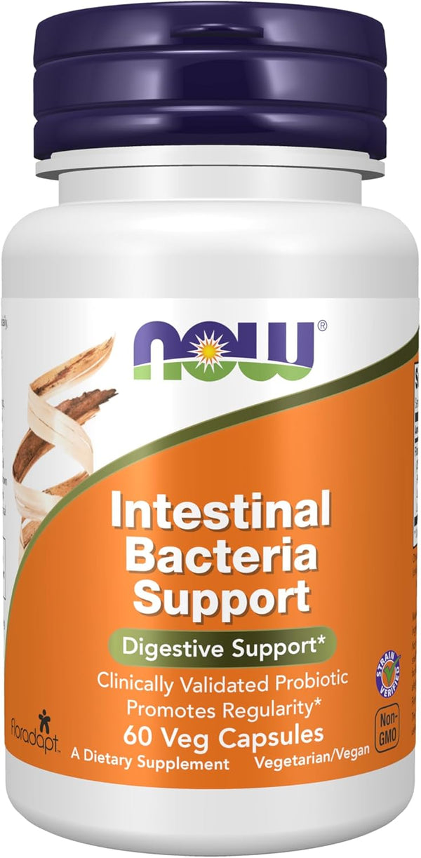 NOW Intestinal Bacteria Support, 60 Veg Capsules, Clinically Validated Probiotic for Regularity