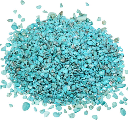 mookaitedecor 1 Pound Howlite Turquoise Tumbled Chip Stones, Crushed Tumblestone Crystals for Home Decoration