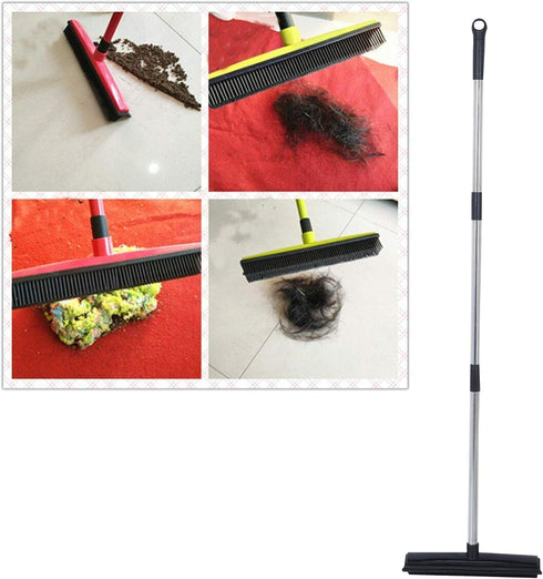 Multifunction Telescopic Floor Carpet Broom - Carpet Hair Removal Tool for Pet Hair Dust Removal (Black)
