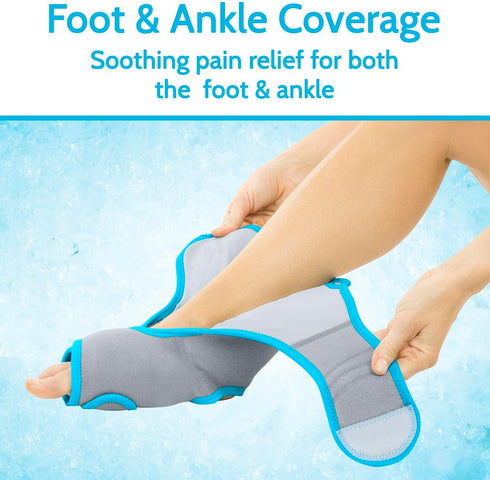 Pack Inflammation, Vive Ankle Ice Wrap - Foot Cold/Hot Compression Brace - Adjustable Freeze Support