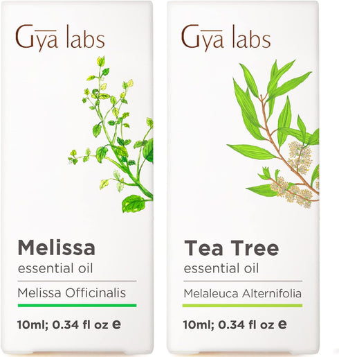 Melissa Essential Oil for Diffuser & Tea Tree Oil for Skin Set
