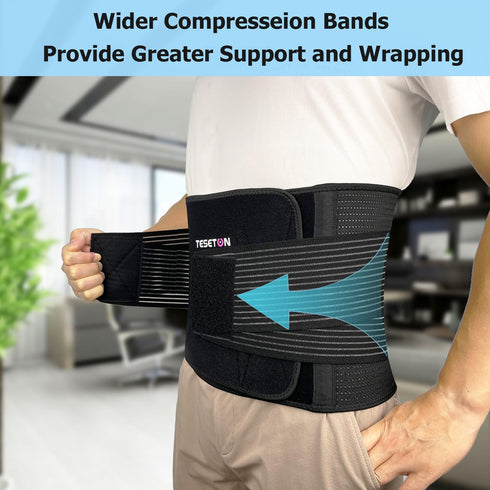Back Brace for Women and Men, Support Belt for Lifting, Pain Relief for Lower Back, Scoliosis, Sciatica (Black XXXL)
