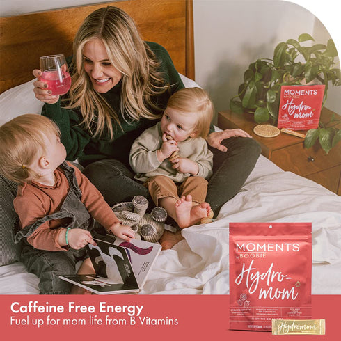 Boobie Hydromom Superfood Electrolyte Drink Mix, Strawberry Kiwi | Energy & Hydration Boost for Mamas | 15 Packets