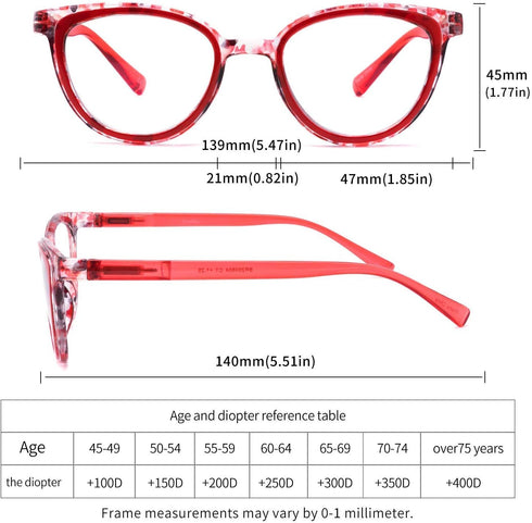 5 Pack Reading Glasses, Blue Light Blocking for Women, Fashion Ladies Computer Readers with Spring Hinges, 2.75