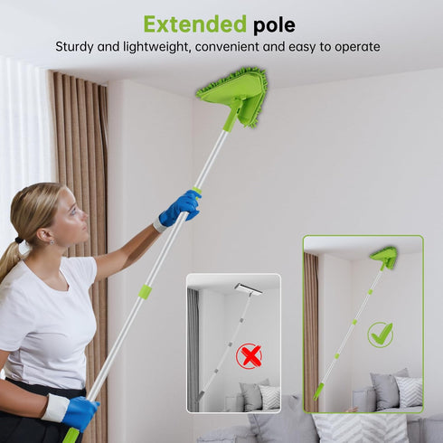 Wall & Baseboard Cleaner Mop Tool with 82'' Long Handle, 360 Degree Rotating Cleaning Tool