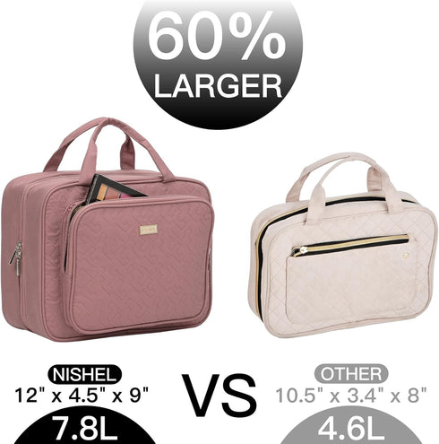 NISHEL Large Size Toiletry Bag for Women, Travel Essentials Organizer, Hanging Makeup Case for Accessories