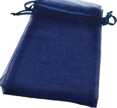 100PCS 3x4 Inches Organza Drawstring Pouches Jewelry Party Wedding Favor Gift Bags, Navy Blue
