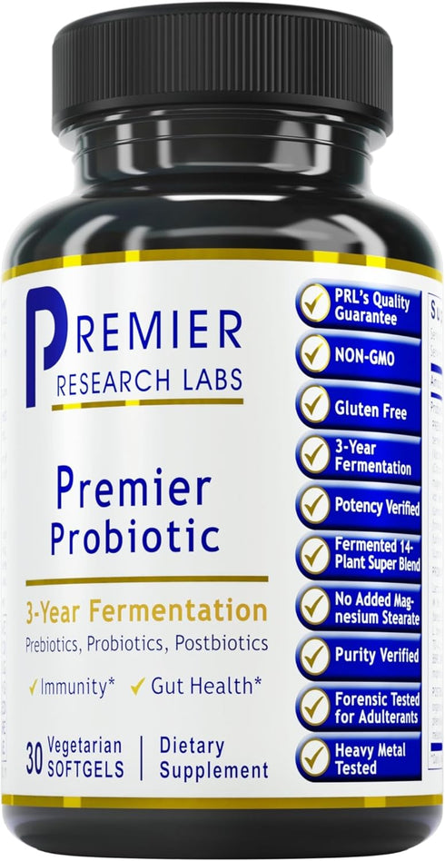 Premier Research Labs Probiotic Caps, Pre-, Pro-, and Post-Biotics for Healthy Gut, Digestive Health & Immune Support