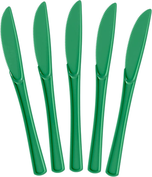 Exquisite Disposable Green Plastic Knives, 50 Pcs Heavy Duty Cutlery, Green Plastic Silverware