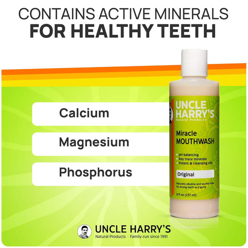 Uncle Harry's Natural Miracle Mouthwash for Bad Breath | pH Balanced Oral Care (8 fl oz)