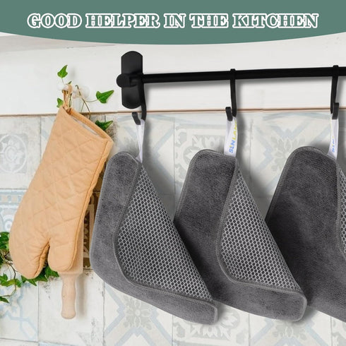 SINLAND Microfiber Dish Cloth | 10 Pack | Best Kitchen Washcloth Cleaning Cloths with Poly Scour Side (Grey)