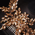 Women’s Dainty Large Champagne Flower Crystal Pearls Hair Comb Headband, Luxurious Bridal Hair Accessories