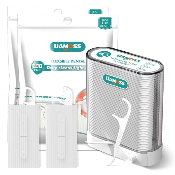 308 Count Dental Floss Picks with Floss Dispenser, Superlight Travel Case, Efficiently Cleans Between Teeth (White)