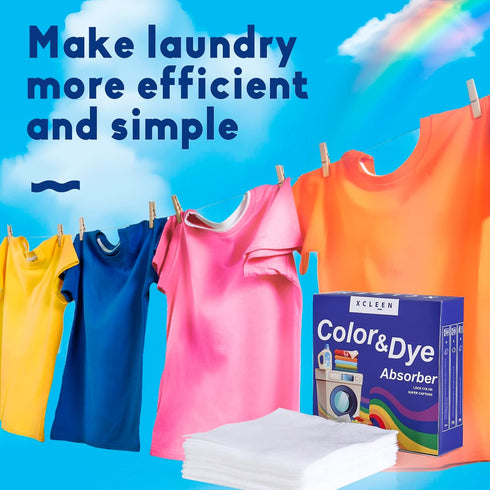 Stains-40 Count Xcleen Color Absorber for Laundry-Protect Your Clothes from Color Bleed