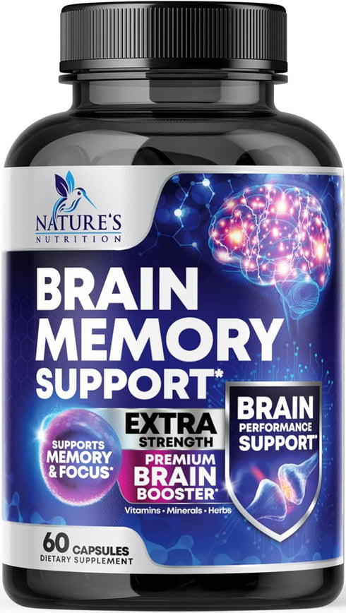 Nootropic Brain Supplements for Memory and Focus, 60 Capsules with 40 Nootropics & Vitamins for Clarity & Concentration