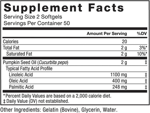 FORCE FACTOR Pumpkin Seed Oil Capsules, Phytosterols Supplement with Essential Fatty Acids, 100 Softgels