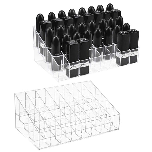 Hedume 2 Pack Lipstick Holder, 40 Slot Acrylic Makeup Organizer, Clear Cosmetic Display Case