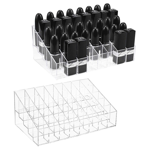 Hedume 2 Pack Lipstick Holder, 40 Slot Acrylic Makeup Organizer, Clear Cosmetic Display Case