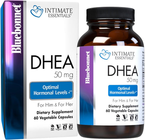 Bluebonnet Nutrition Intimate Essentials DHEA, 50mg, 60 Vegetable Capsules, Non-GMO, Kosher, Vegan, Gluten-Free