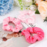 Satin Scrunchies Set of 12 - Elastic Silk Bubble Hair Accessories for Girls, Pink Gifts