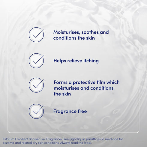 Oilatum Shower Gel, Fragrance Free, to Treat Dry Skin & Eczema, 150ml