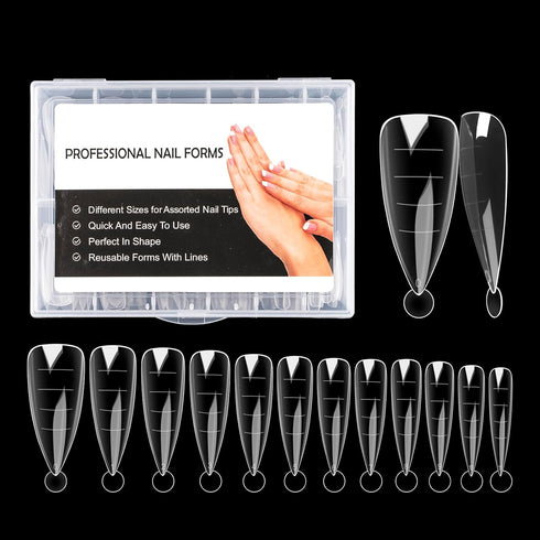 NMKL38 Clear Dual Forms Acrylic Nail System UV Gel Nail Mold Full Cover False Nail Tips with Scale (120 Water Drops)