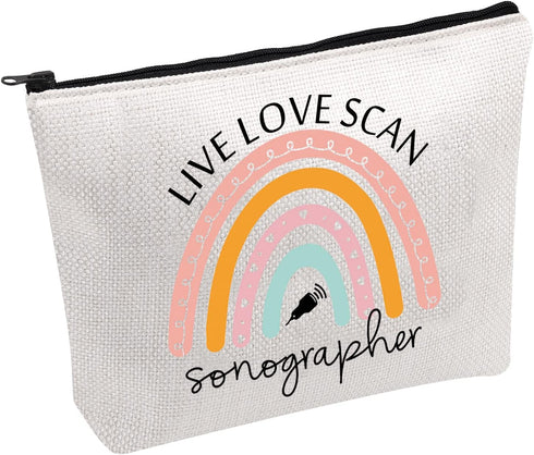 FOTAP Sonographer Cosmetic Bag Sonographer Survival Kit Radiologist Gift Ultrasound Tech Gift Live Love Scan Zipper Pouch Radiologist Gift (Live Love Scan)