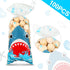 100 Pieces Shark Party Bags - 12.5 x 27.5 cm Plastic Candy Bags with 100 Silver Twist Ties for Summer Ocean Party