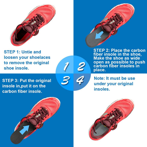 Carbon Fiber Insoles, Rigid Shoe Insert 1 Pair for Pain Relief & Injury, Turf Toe, Foot Fractures, Men's 9-9.5