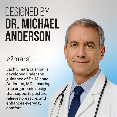 Elmara Doctor-Designed Memory Foam Seat Cushion is The Ultimate Comfort Solution Thick Seat Cushion Relieves Back