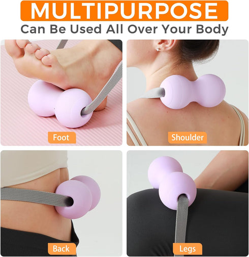 VICSKY Peanut Massage Ball with Handles & Pull Strap - Dual Trigger Point Therapy for Feet, Legs, Neck, Muscle Pain