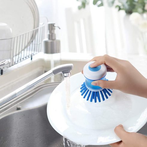 Dish Brush with Soap Dispenser for Kitchen Sink Scrubbing, 2pcs Blue