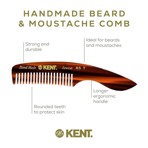 Kent 85T Small Wide Tooth Beard and Mustache Pocket Comb, Travel Size for Grooming