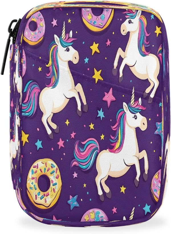 Skerhhux Purple Cartoon Unicorn Pill Case Travel Pill Organizer Weekly 7 Day Portable