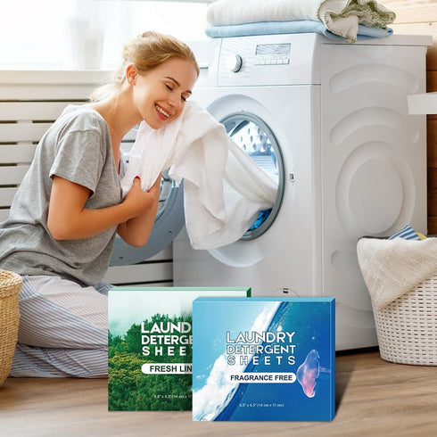 Scent-(60 30 AIDEA Laundry Detergent Sheets, Fresh Linen Loads) Sheets, Eco-Friendly Laundry Detergent, No Plastic Jug