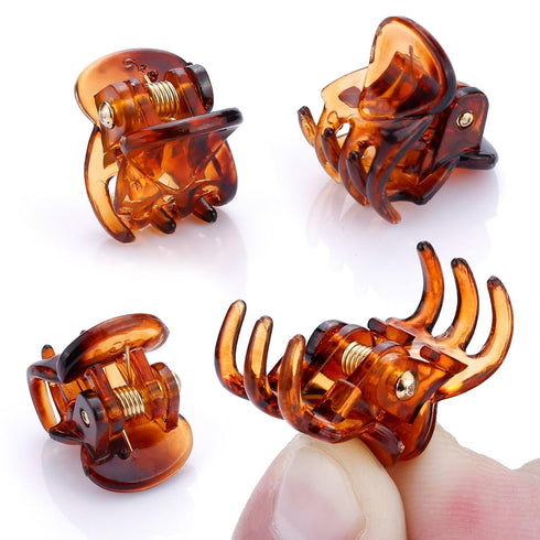 JANYUN 48Pcs Mini Hair Claw Clips - Black Brown Small Hair Clips for Girls Women, Plastic Multifunction Clamp