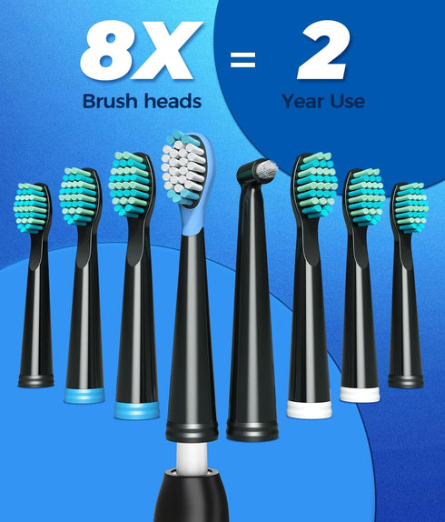 Electric Toothbrush with Travel Case, Sonic Toothbrush for Adults, 8 Brush Heads, 40000 VPM Deep Clean, 5 Modes